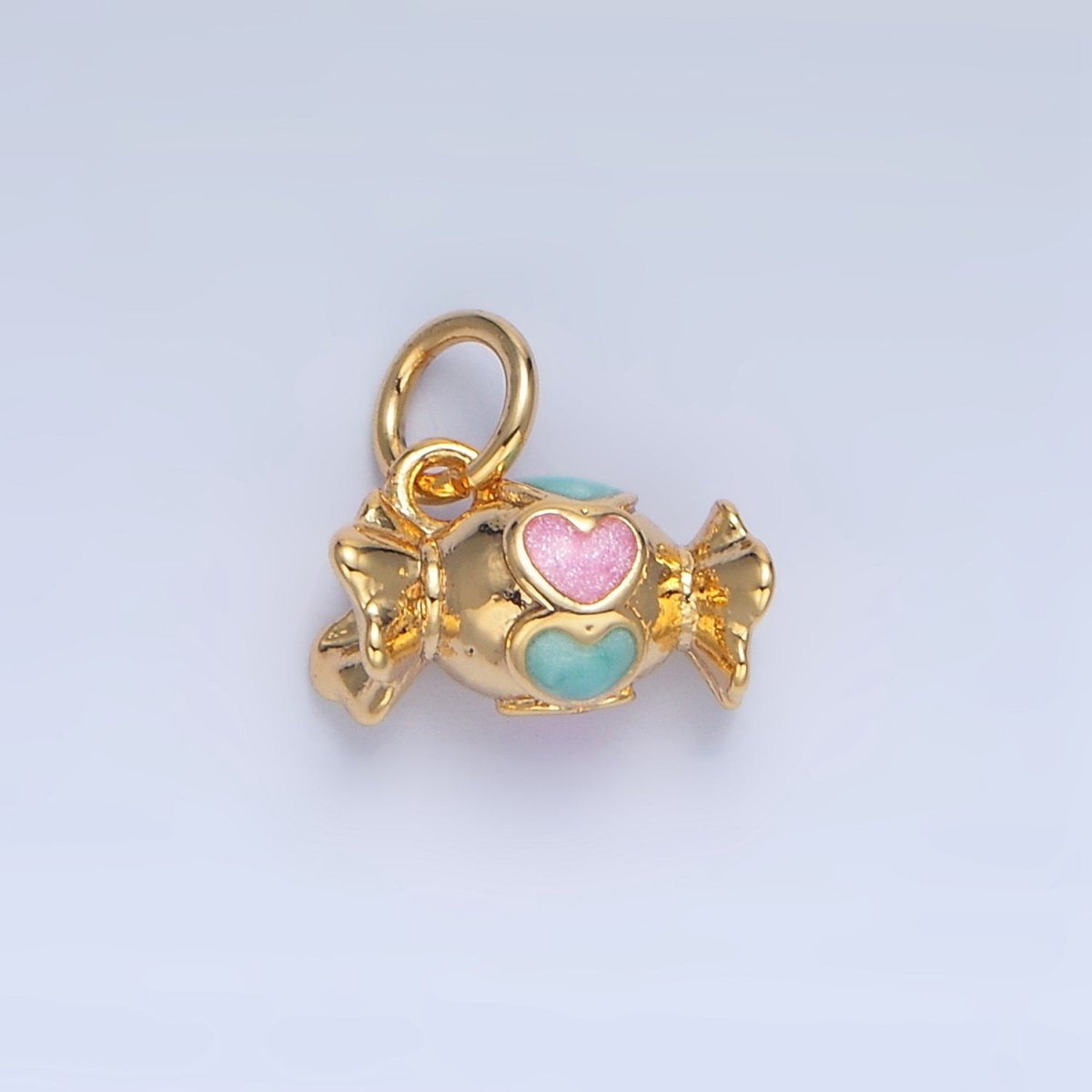 24K Gold Filled Blue Pink Enamel Candy Wrapper Charm | X832 - DLUXCA