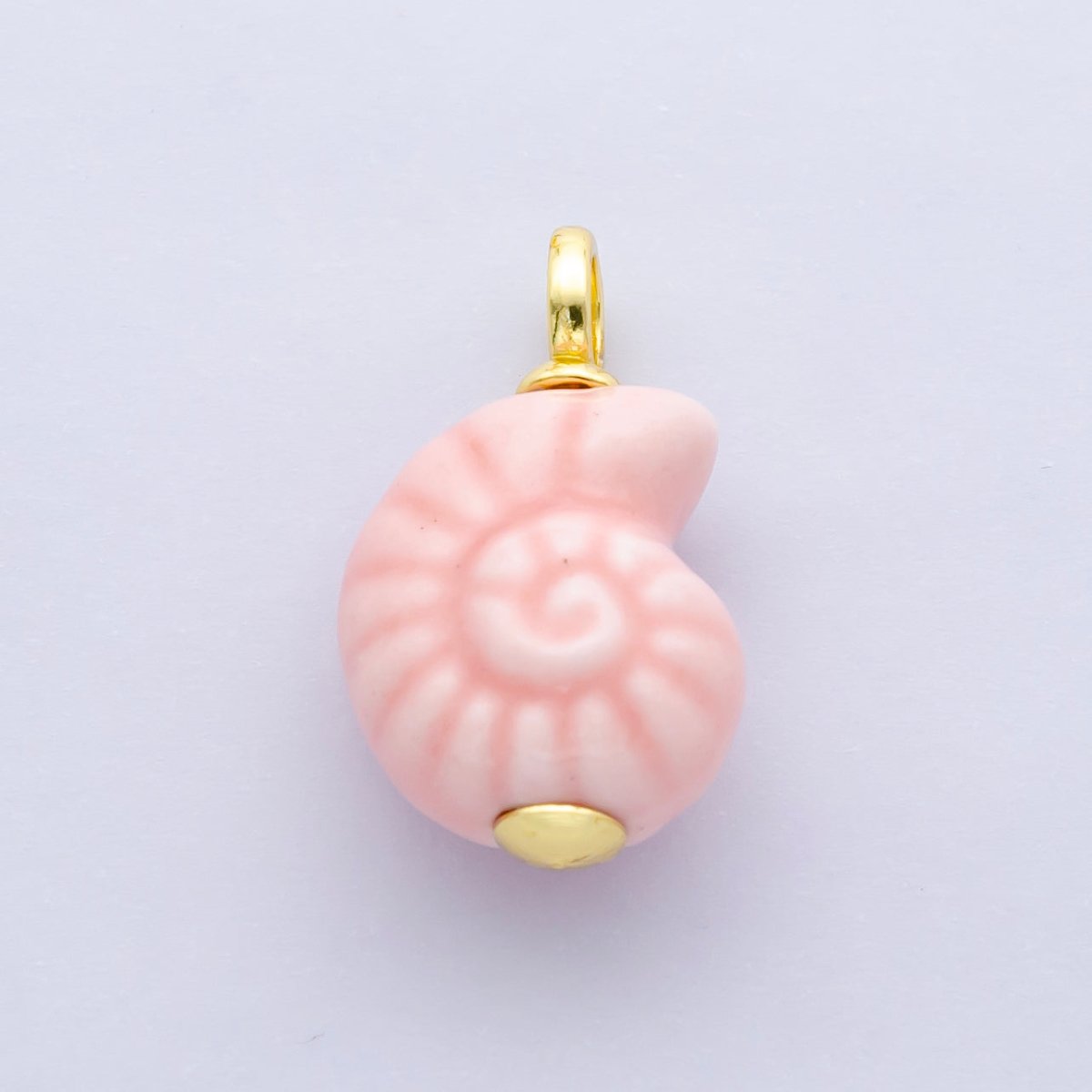 24K Gold Filled Blue, Pink Nautilus Clam Sea Shell Ceramic Drop Charm | N081 - DLUXCA