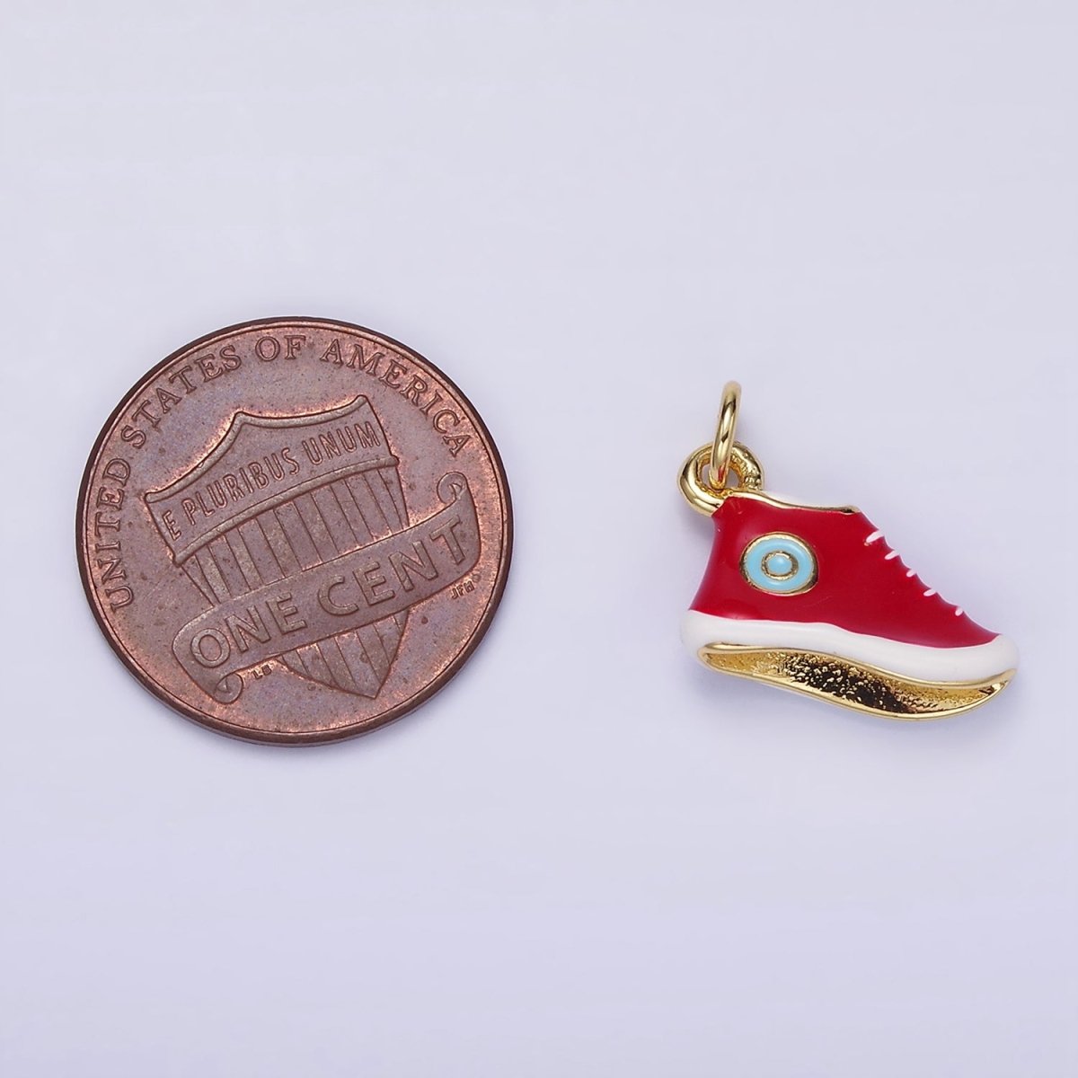 24K Gold Filled Blue, Red Enamel Sneakers Shoe Mini Charm | C649 - DLUXCA