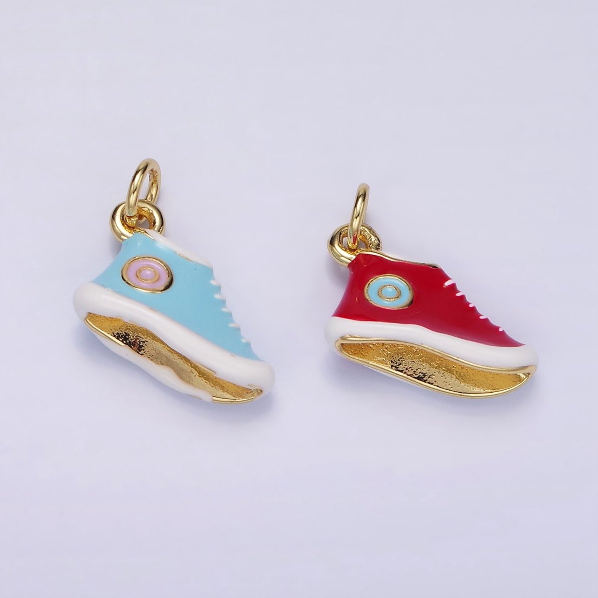 24K Gold Filled Blue, Red Enamel Sneakers Shoe Mini Charm | C649 - DLUXCA