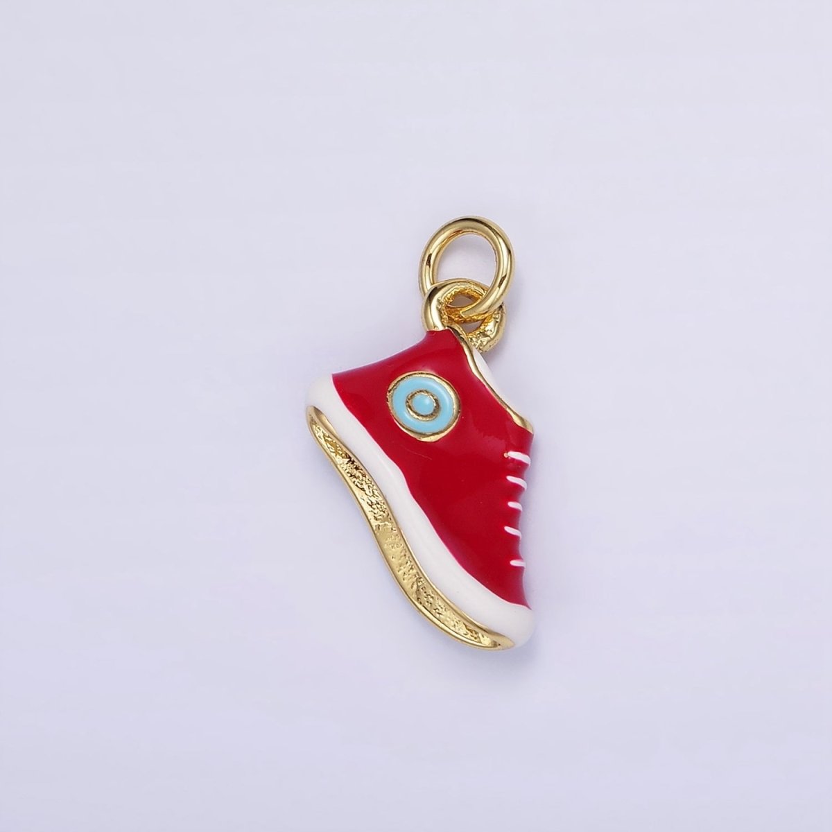 24K Gold Filled Blue, Red Enamel Sneakers Shoe Mini Charm | C649 - DLUXCA