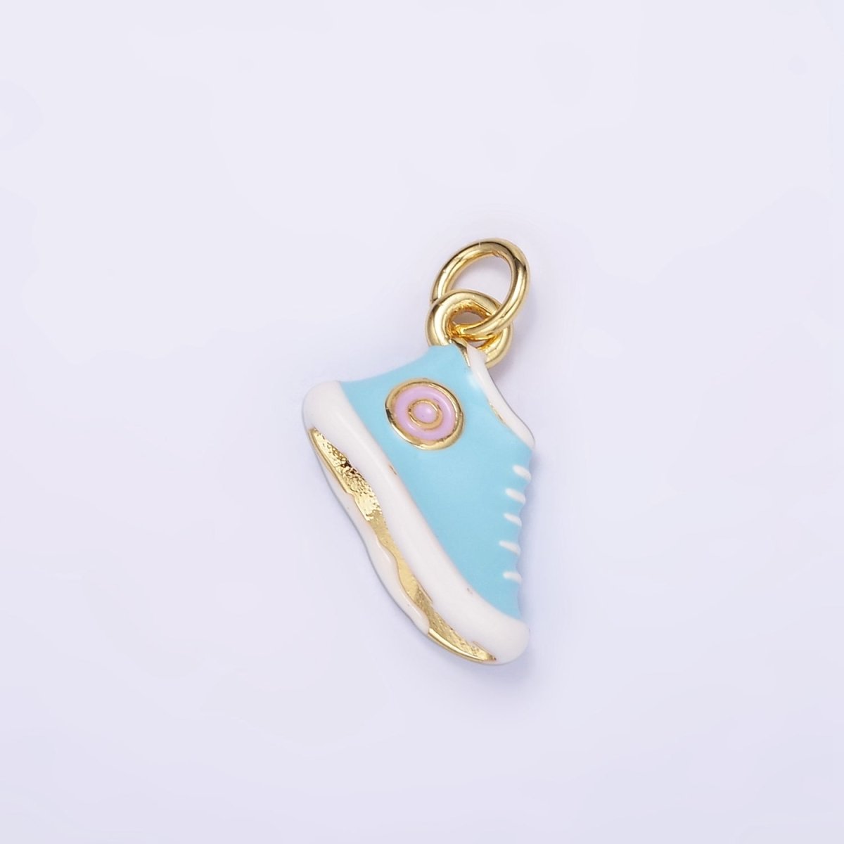 24K Gold Filled Blue, Red Enamel Sneakers Shoe Mini Charm | C649 - DLUXCA