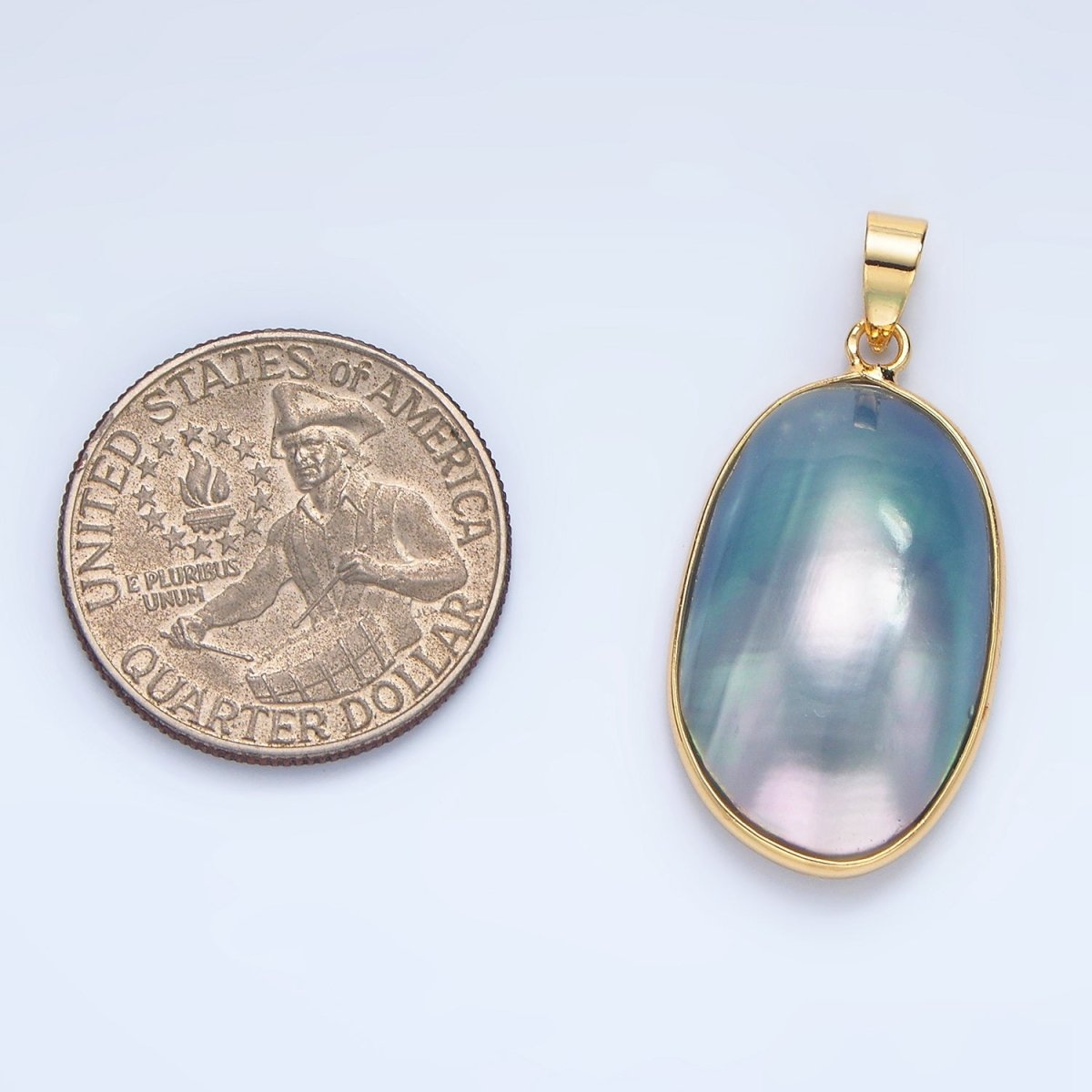 24K Gold Filled Blue, White, Purple Freshwater Pearl Bezel Pendant | P1902 - P1904 - DLUXCA