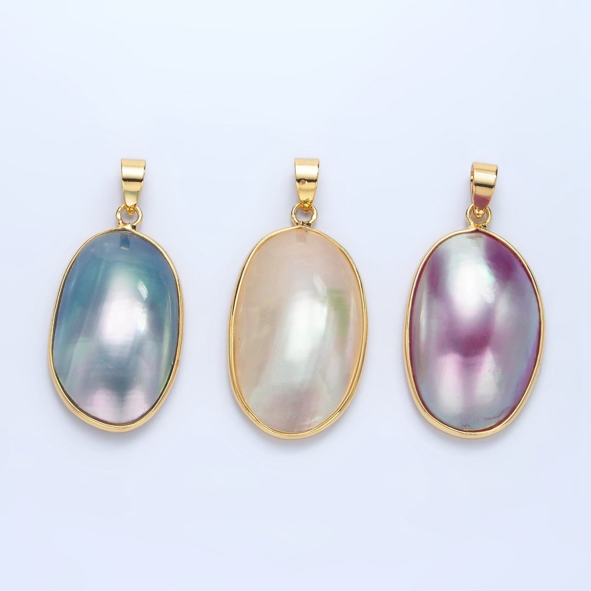 24K Gold Filled Blue, White, Purple Freshwater Pearl Bezel Pendant | P1902 - P1904 - DLUXCA