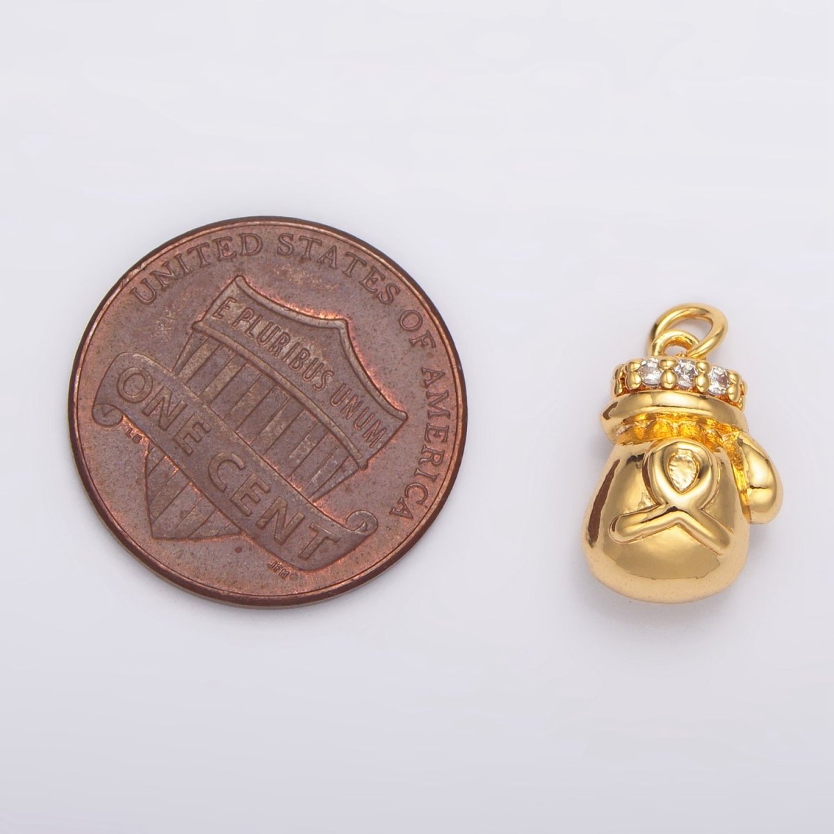 24K Gold Filled Boxing Glove Micro Paved CZ Multidimensional Charm | W100 - DLUXCA