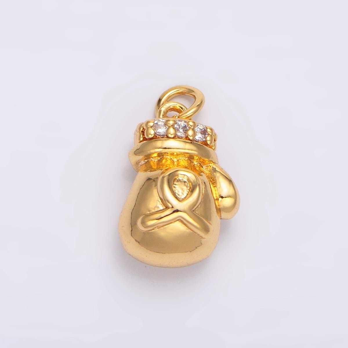 24K Gold Filled Boxing Glove Micro Paved CZ Multidimensional Charm | W100 - DLUXCA