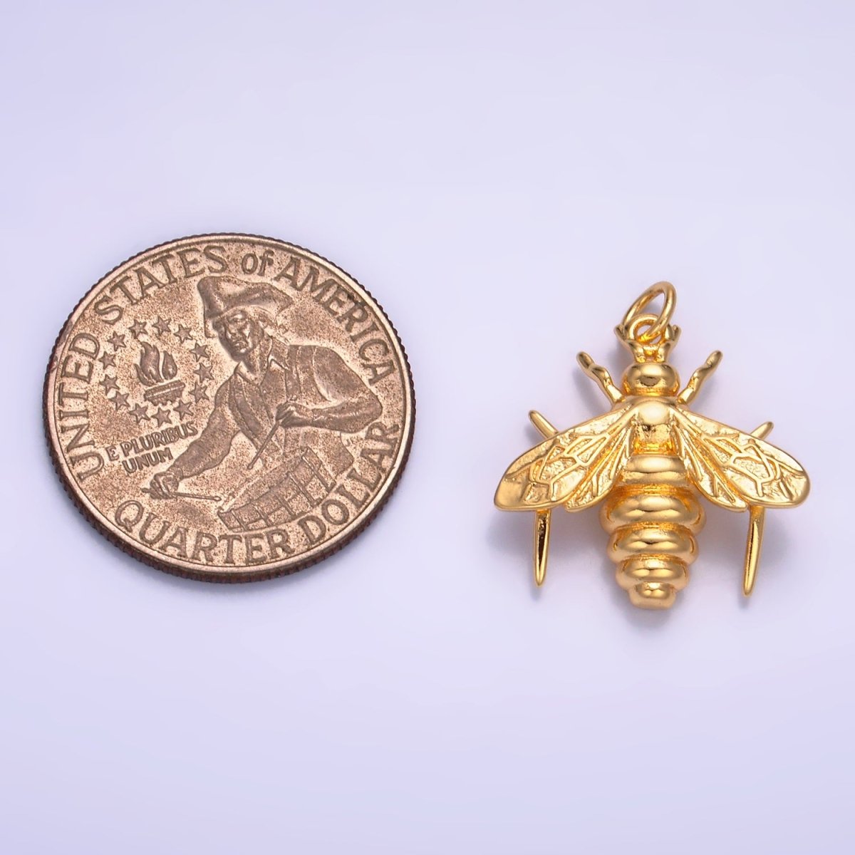 24K Gold Filled Bumble Queen Bee Multidimensional 3D Charm | W236 - DLUXCA