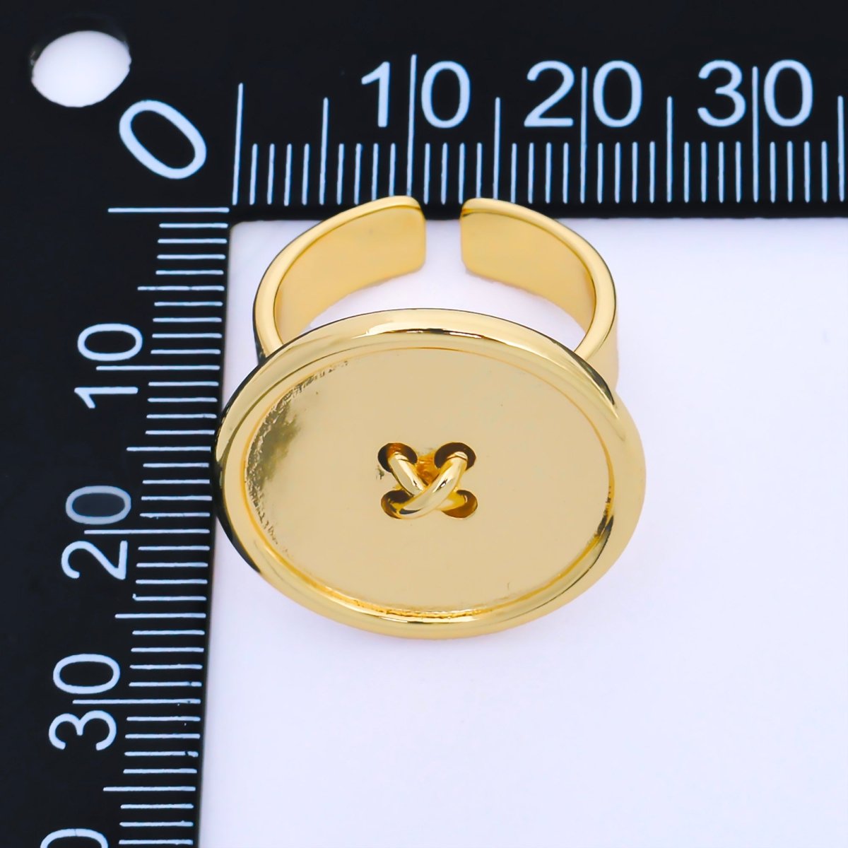 24K Gold Filled Button Ring Fashion Rings for Women Adjustable | O1669 - DLUXCA