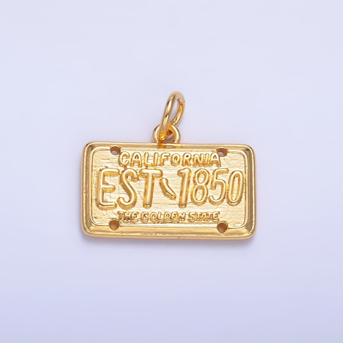 24K Gold Filled "California Golden State EST 1850" License Plate Charm in Gold & Silver | W395 - DLUXCA