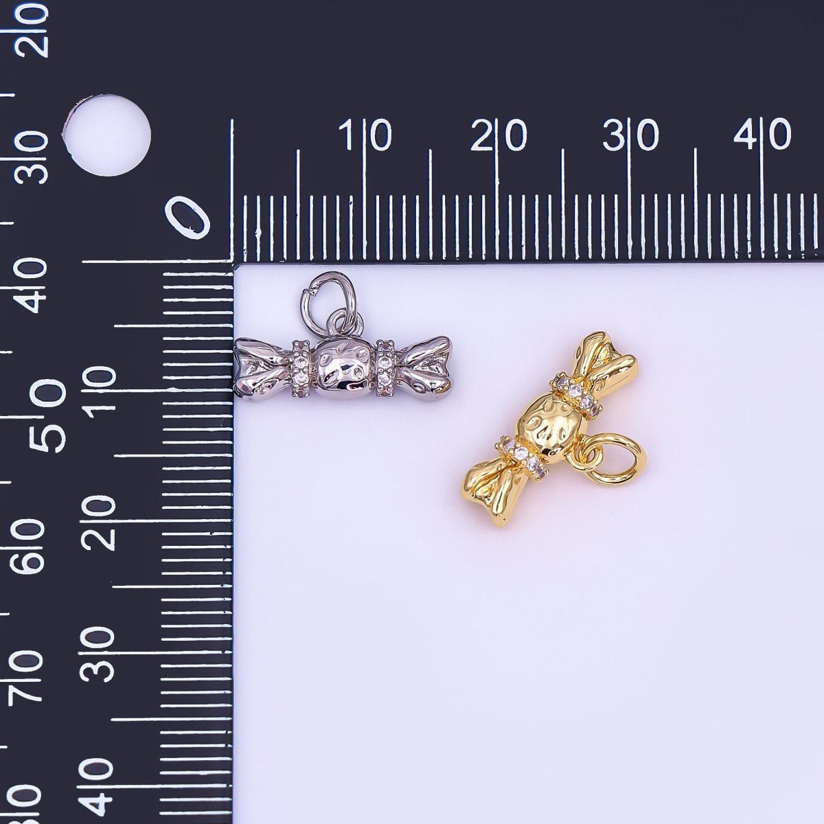 24K Gold Filled Candy Sweets Micro Paved CZ Charm in Gold & Silver | AF485 - DLUXCA