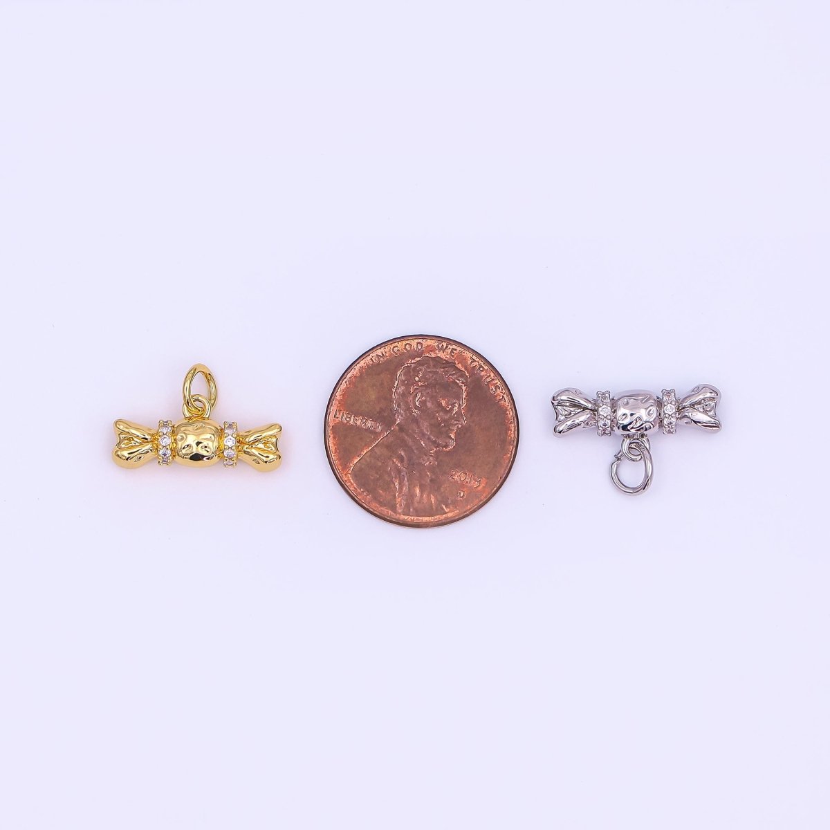24K Gold Filled Candy Sweets Micro Paved CZ Charm in Gold & Silver | AF485 - DLUXCA