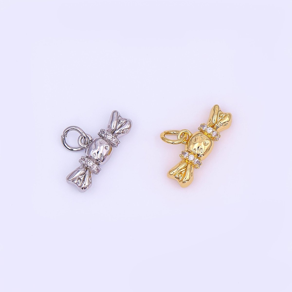 24K Gold Filled Candy Sweets Micro Paved CZ Charm in Gold & Silver | AF485 - DLUXCA