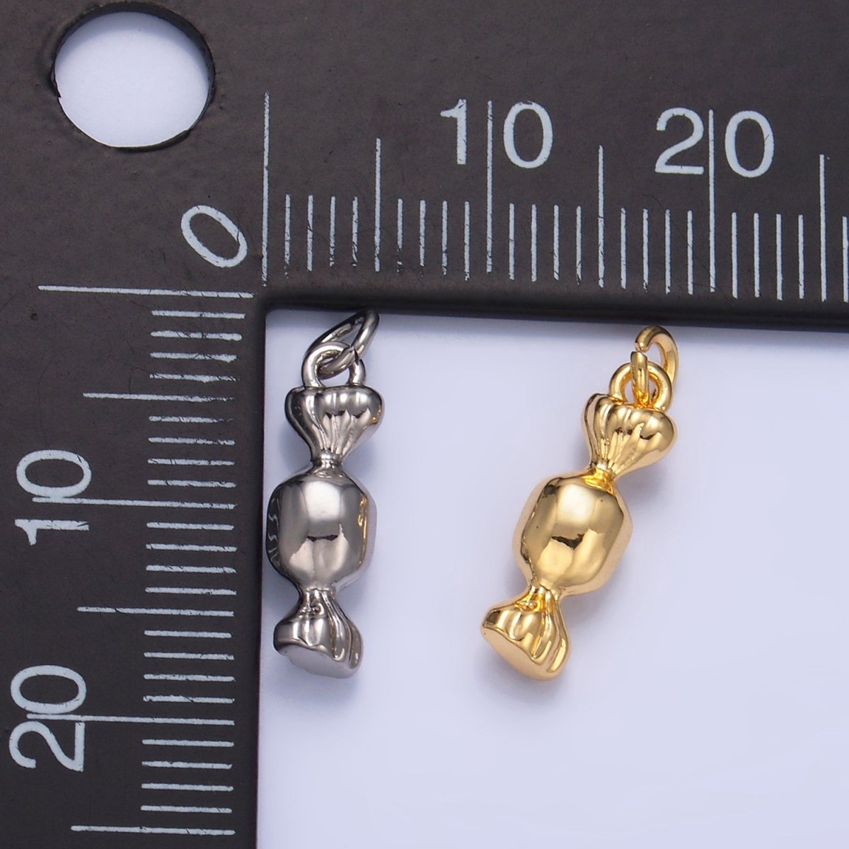 24K Gold Filled Candy Sweets Multidimensional 3D Charm in Gold & Silver | W138 - DLUXCA