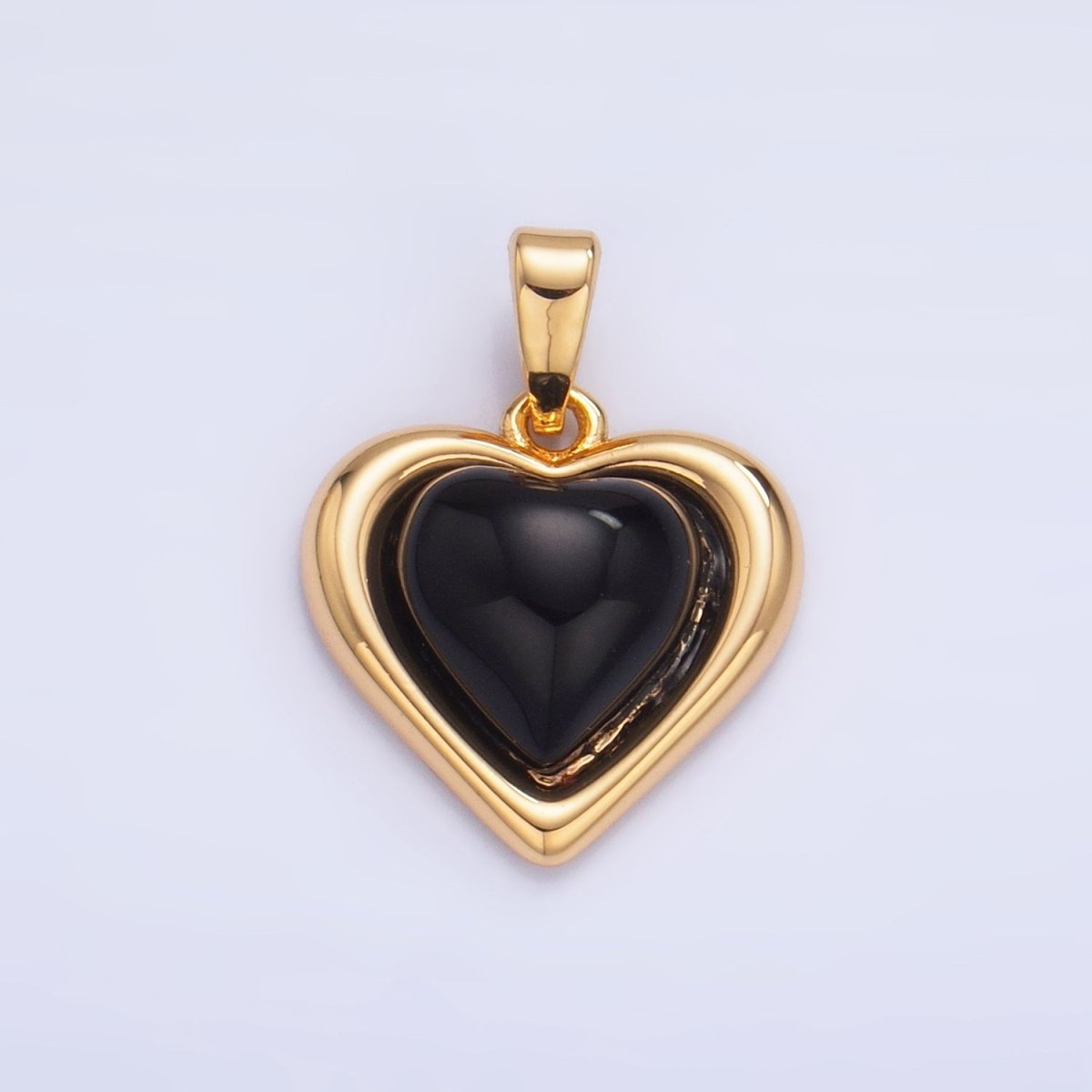 24K Gold Filled Carnelian, Onyx Gemstone Heart Pendant | AA1012 - DLUXCA