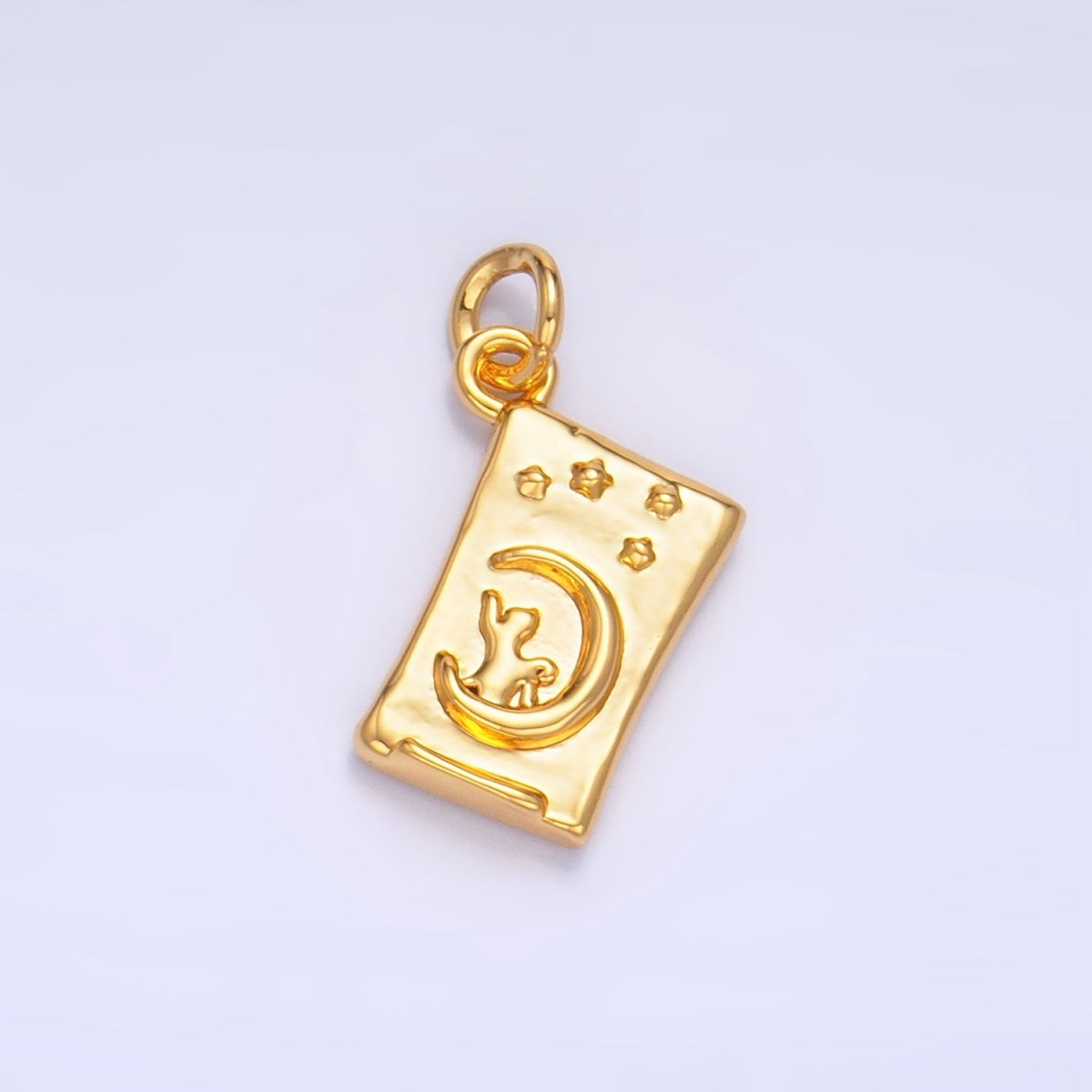 24K Gold Filled Cat Kitten Pet Under Celestial Starry Night Charm | W043 - DLUXCA