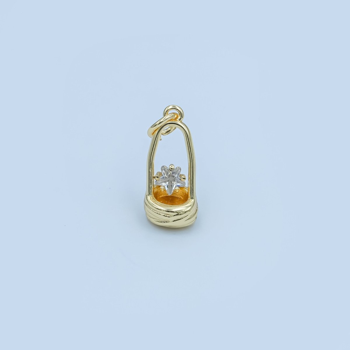 24K Gold Filled Celestial CZ Star Wishing Well Charm in Gold & Silver | E549 - DLUXCA