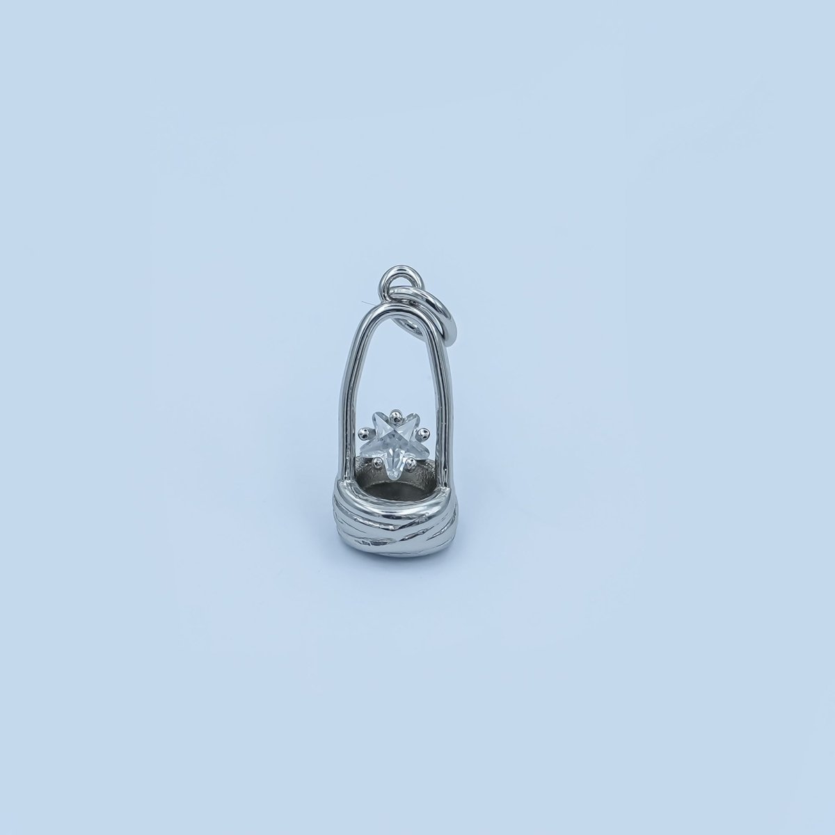 24K Gold Filled Celestial CZ Star Wishing Well Charm in Gold & Silver | E549 - DLUXCA