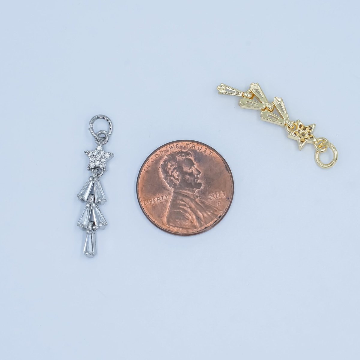 24K Gold Filled Celestial Star Baguette Charm in Gold & Silver | C878 - DLUXCA