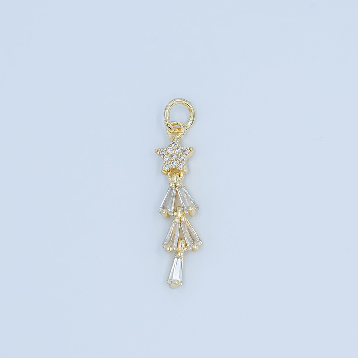 24K Gold Filled Celestial Star Baguette Charm in Gold & Silver | C878 - DLUXCA