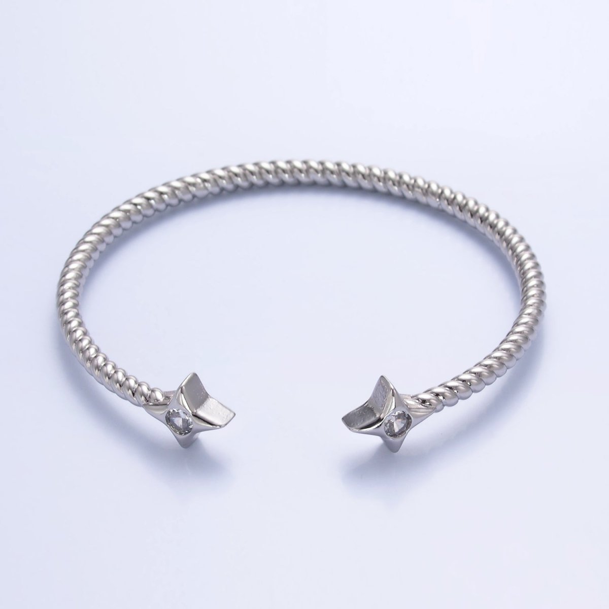 24K Gold Filled Celestial Star CZ Croissant Cuff Bracelet in Gold & Silver | WA - 2734 WA - 2735 - DLUXCA