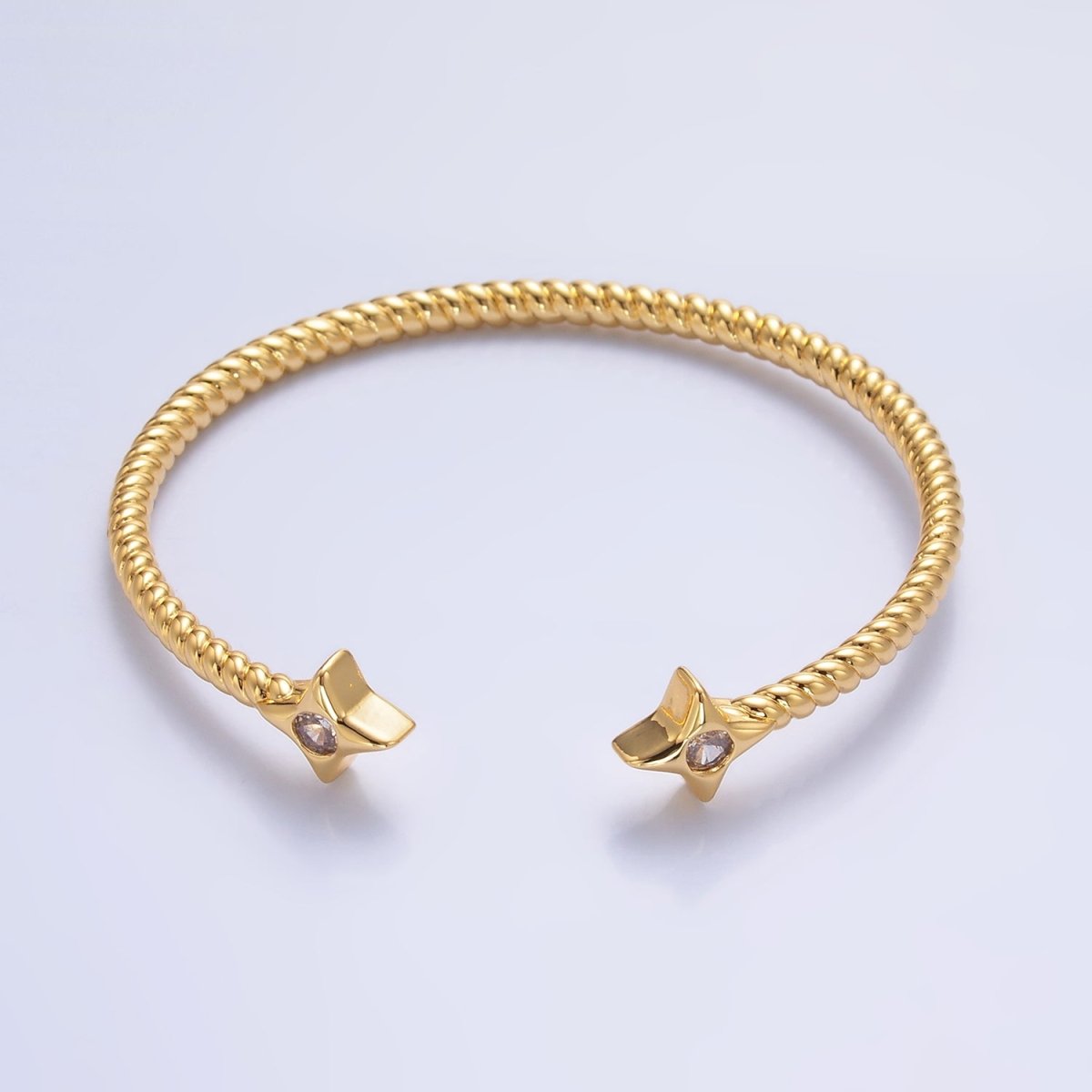 24K Gold Filled Celestial Star CZ Croissant Cuff Bracelet in Gold & Silver | WA - 2734 WA - 2735 - DLUXCA