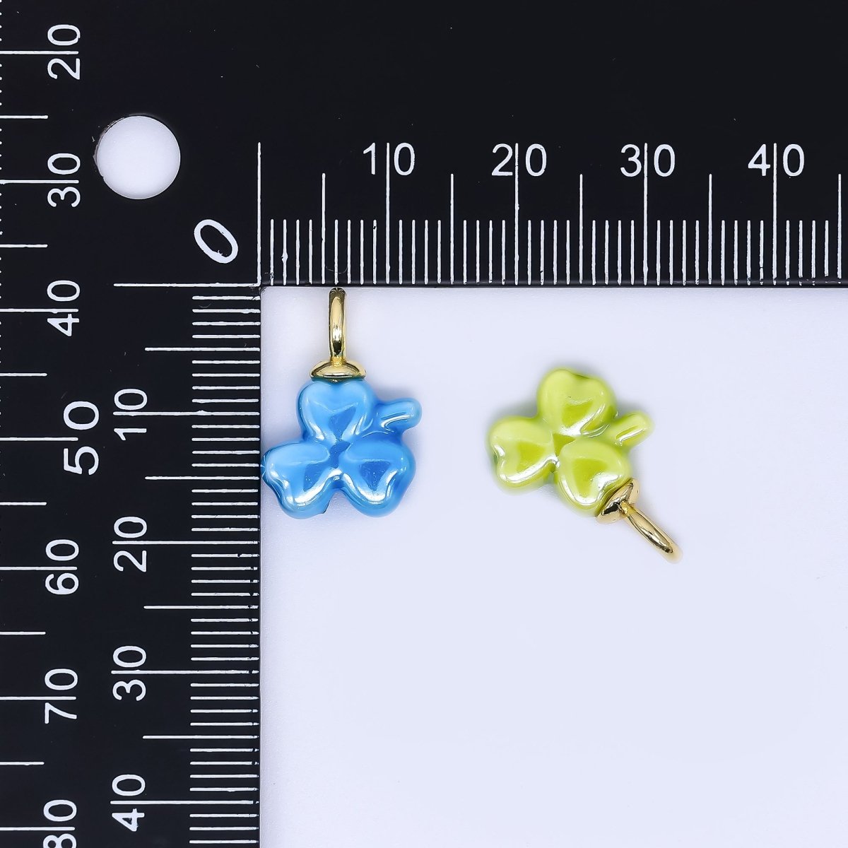 24K Gold Filled Ceramics Clover Lucky Charm | AJ401 - DLUXCA