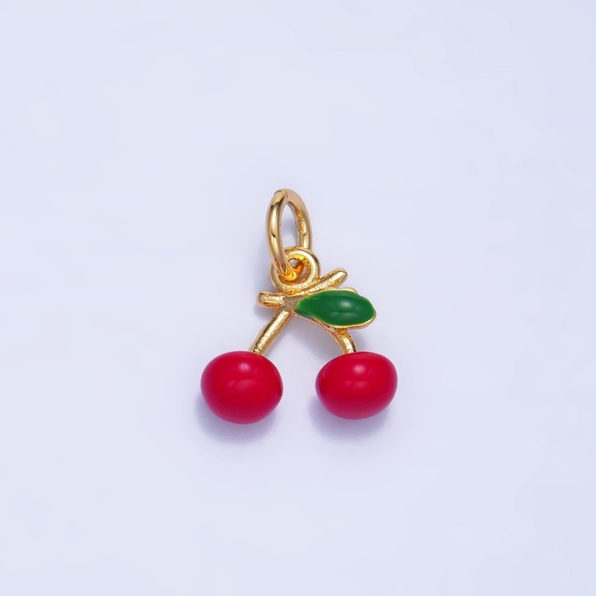 24K Gold Filled Cherry Fruit Enamel Mini Multidimensional Charm | W057 - DLUXCA