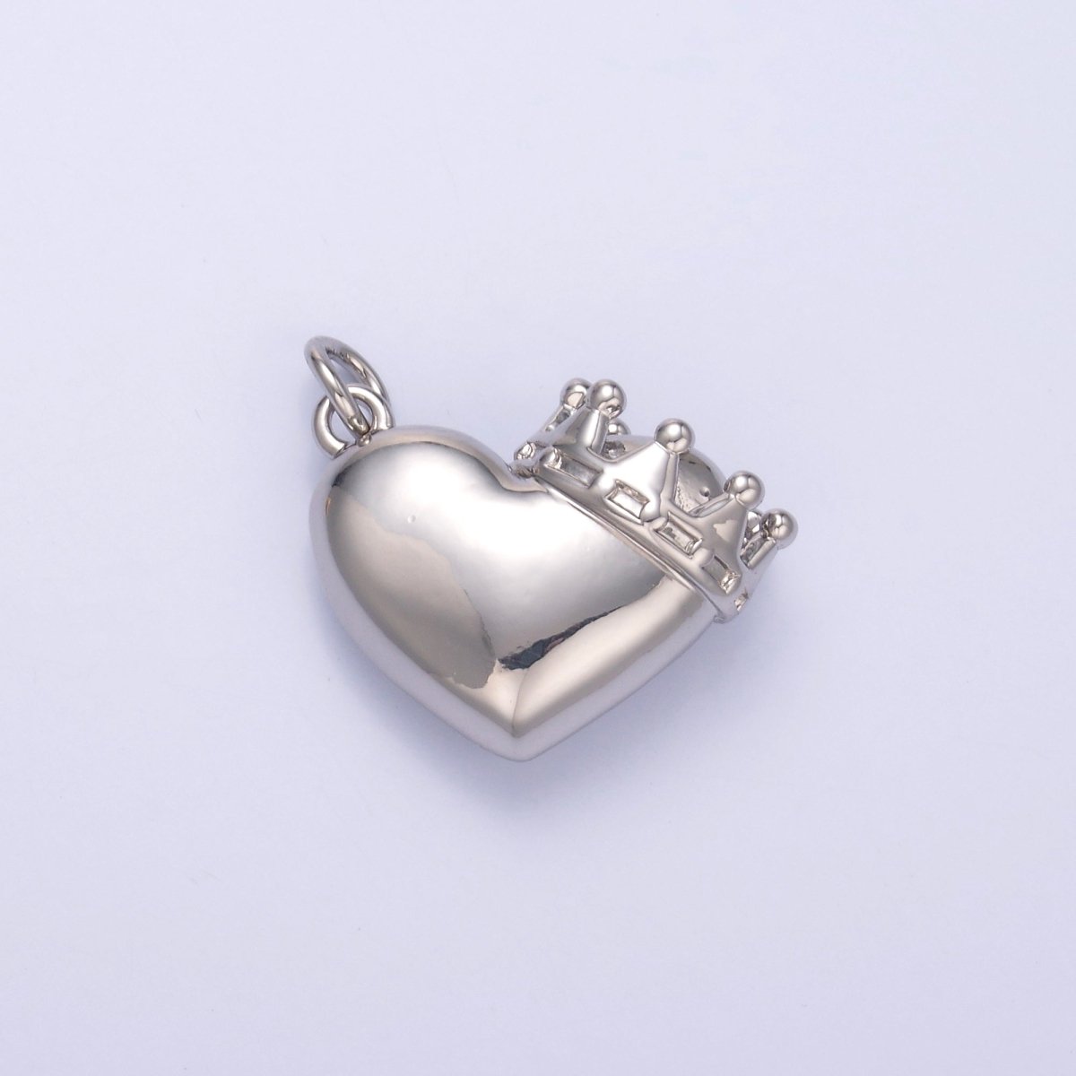 24K Gold Filled Chubby Heart Crown Charm in Gold & Silver | C038 - DLUXCA