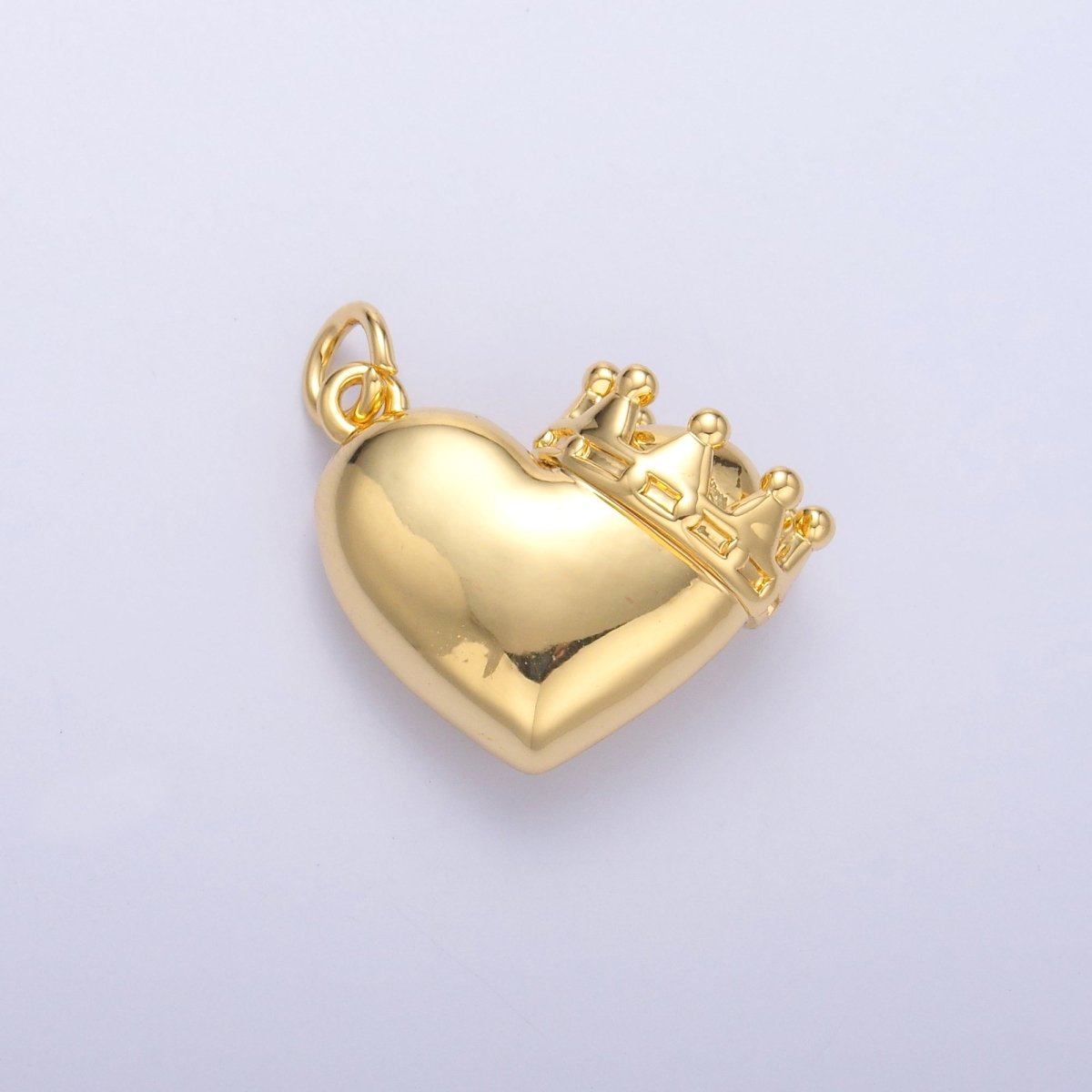 24K Gold Filled Chubby Heart Crown Charm in Gold & Silver | C038 - DLUXCA
