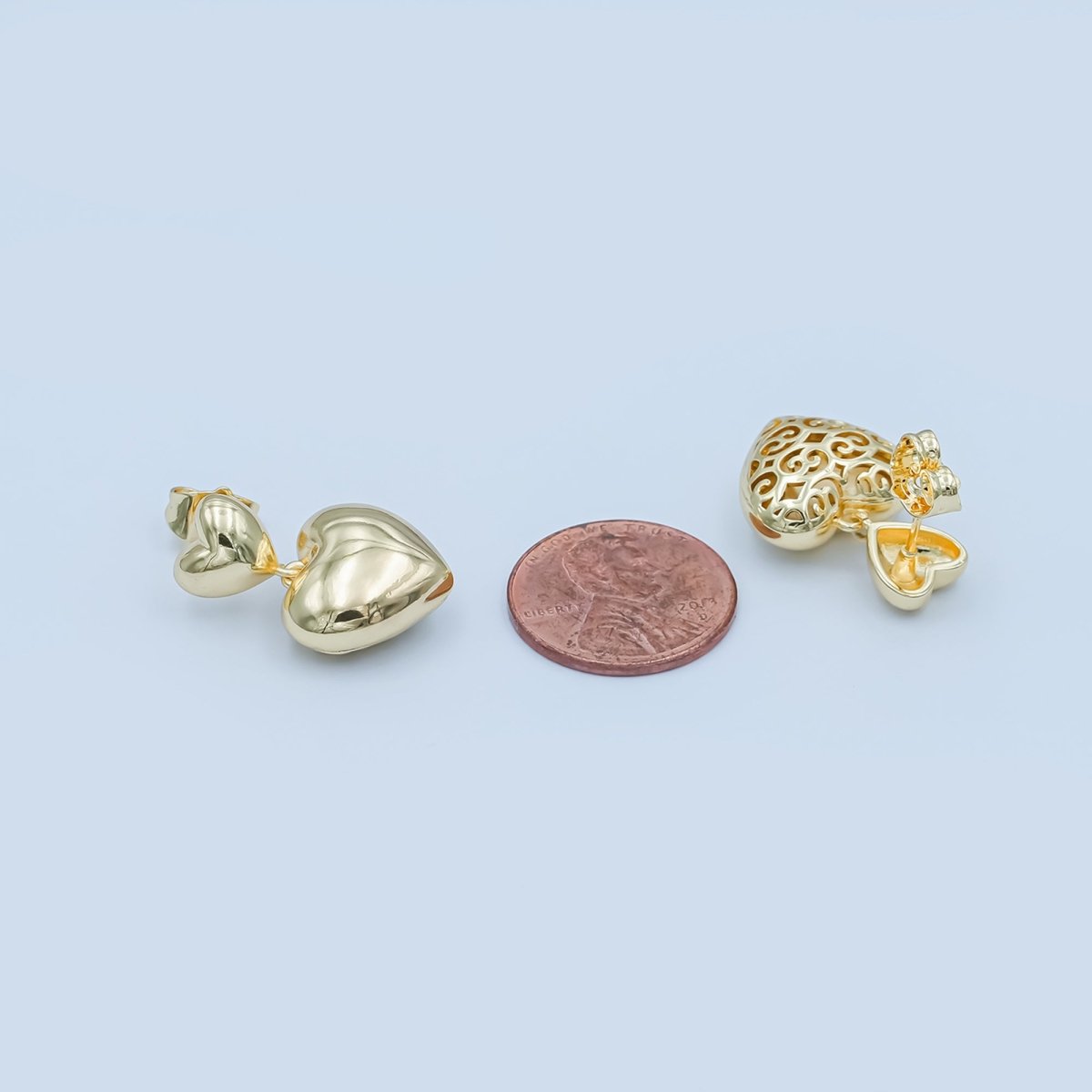 24K Gold Filled Chubby Heart Minimalist Stud Earrings | AD1226 - DLUXCA