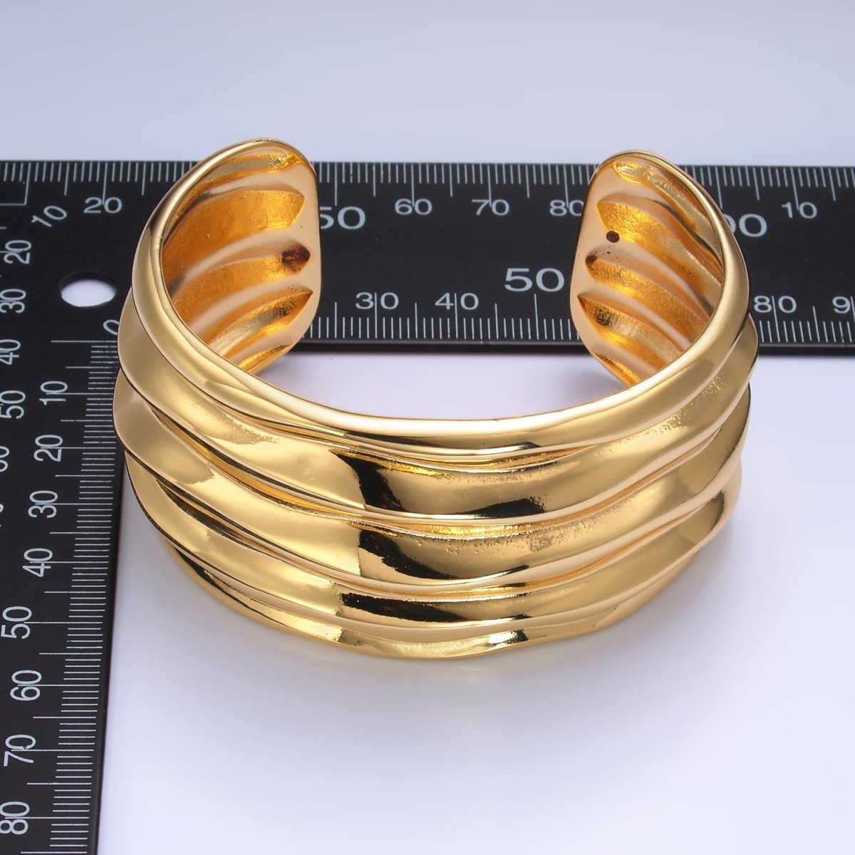 24K Gold Filled Chunky Cuff Band Bangle Bracelet | WA - 3976 - DLUXCA