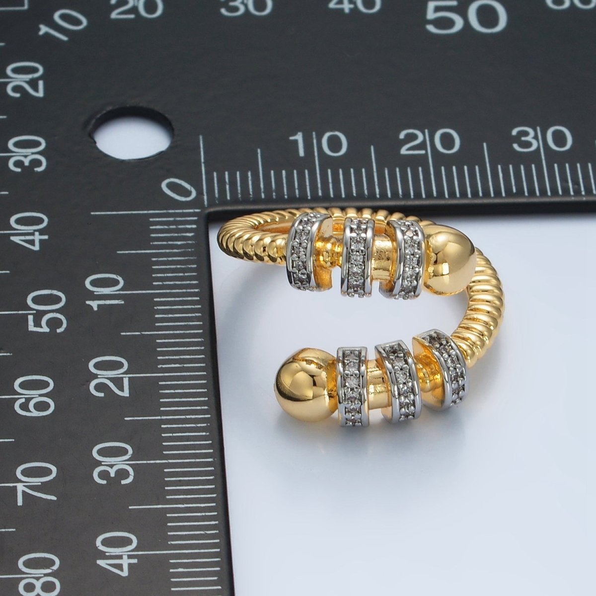 24K Gold Filled Circular Coil Band Mixed Metal Ring | O1407 - DLUXCA