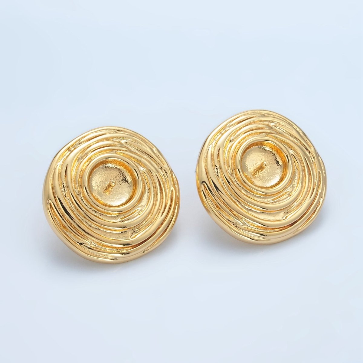 24K Gold Filled Circular Needle Drill Stud Earring Findings | Z893 - DLUXCA