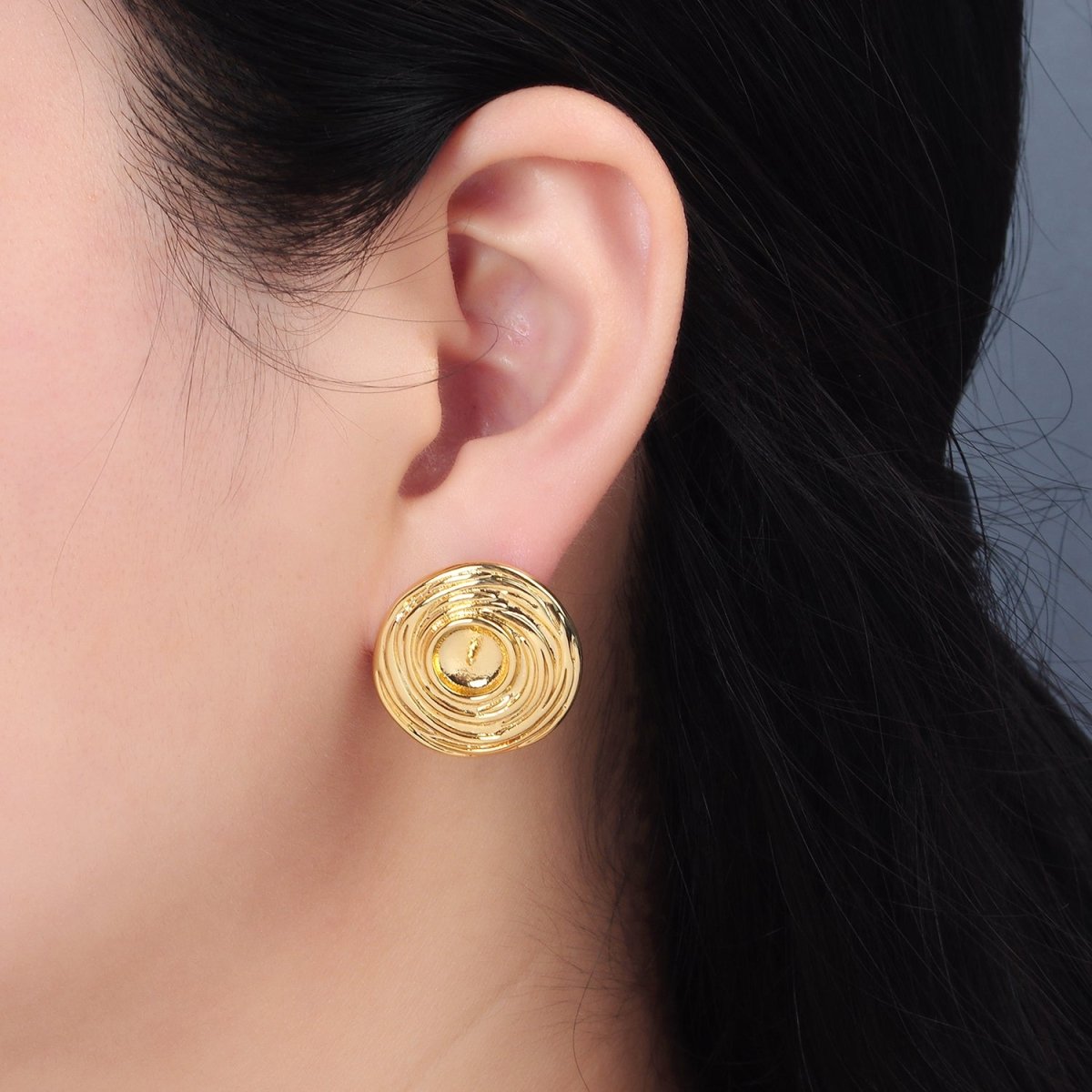 24K Gold Filled Circular Needle Drill Stud Earring Findings | Z893 - DLUXCA