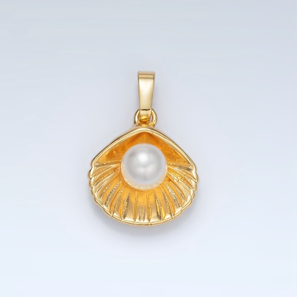 24K Gold Filled Clam Sea Shell Pearl Pendant | AA1393 - DLUXCA