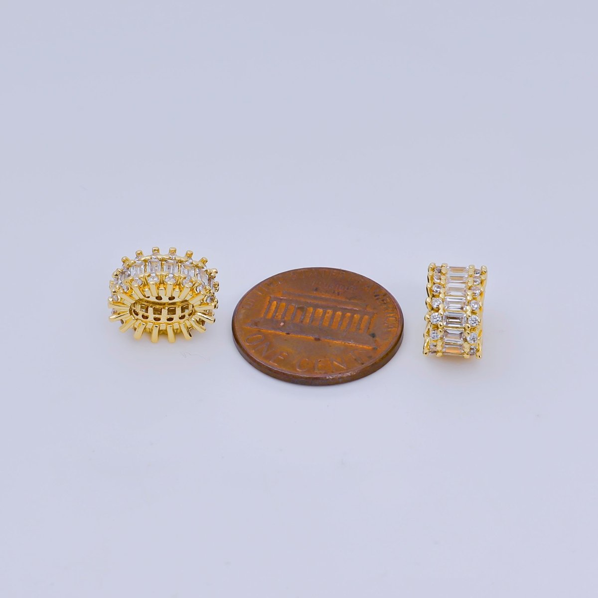 24k Gold Filled Clear Baguette CZ Micro Pave Oval Spacer Beads | B917 - DLUXCA