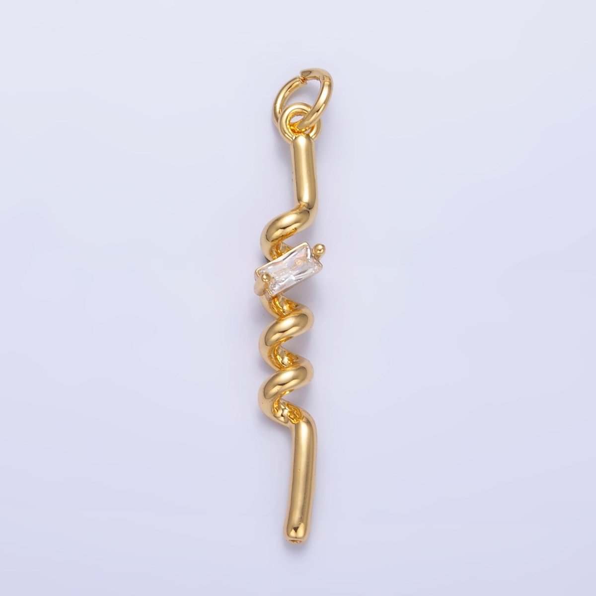 24K Gold Filled Clear Baguette CZ Twisted Charm in Gold & Silver | W812 - DLUXCA