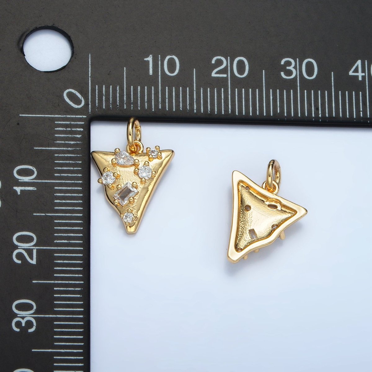 24K Gold Filled Clear CZ Abstract Triangle Charm | E091 - DLUXCA