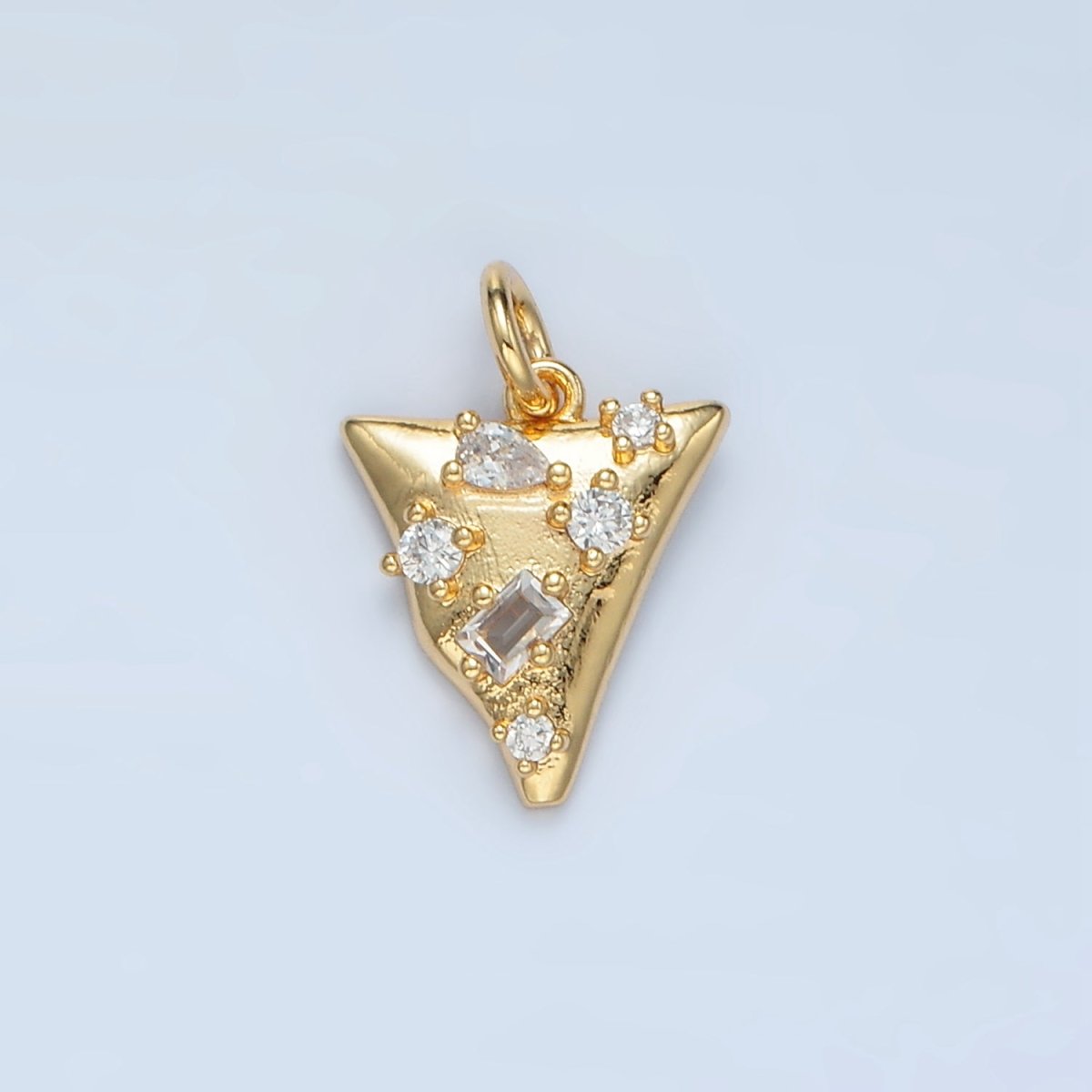 24K Gold Filled Clear CZ Abstract Triangle Charm | E091 - DLUXCA