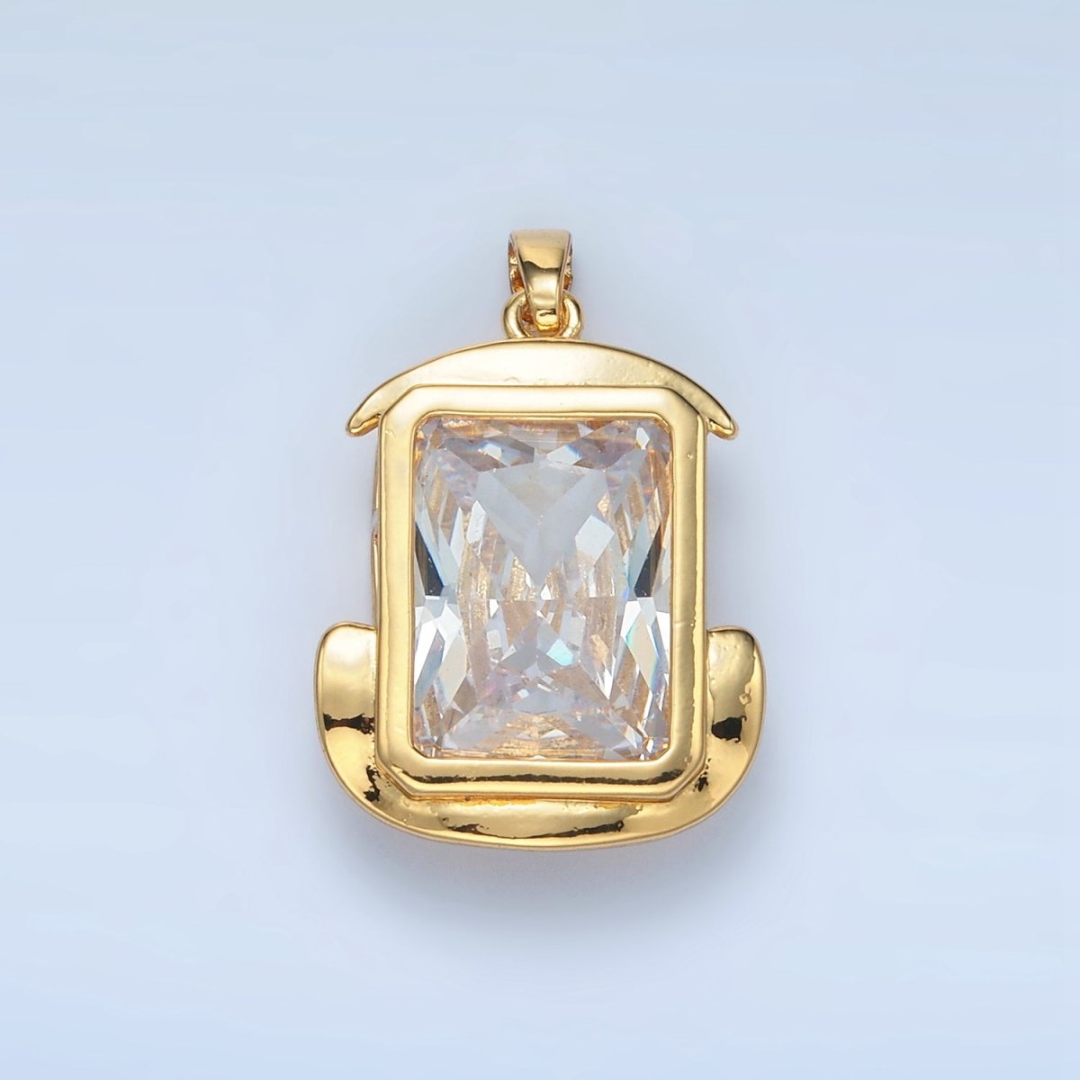 24K Gold Filled Clear CZ Baguette Bezel Pendant | I693 - DLUXCA