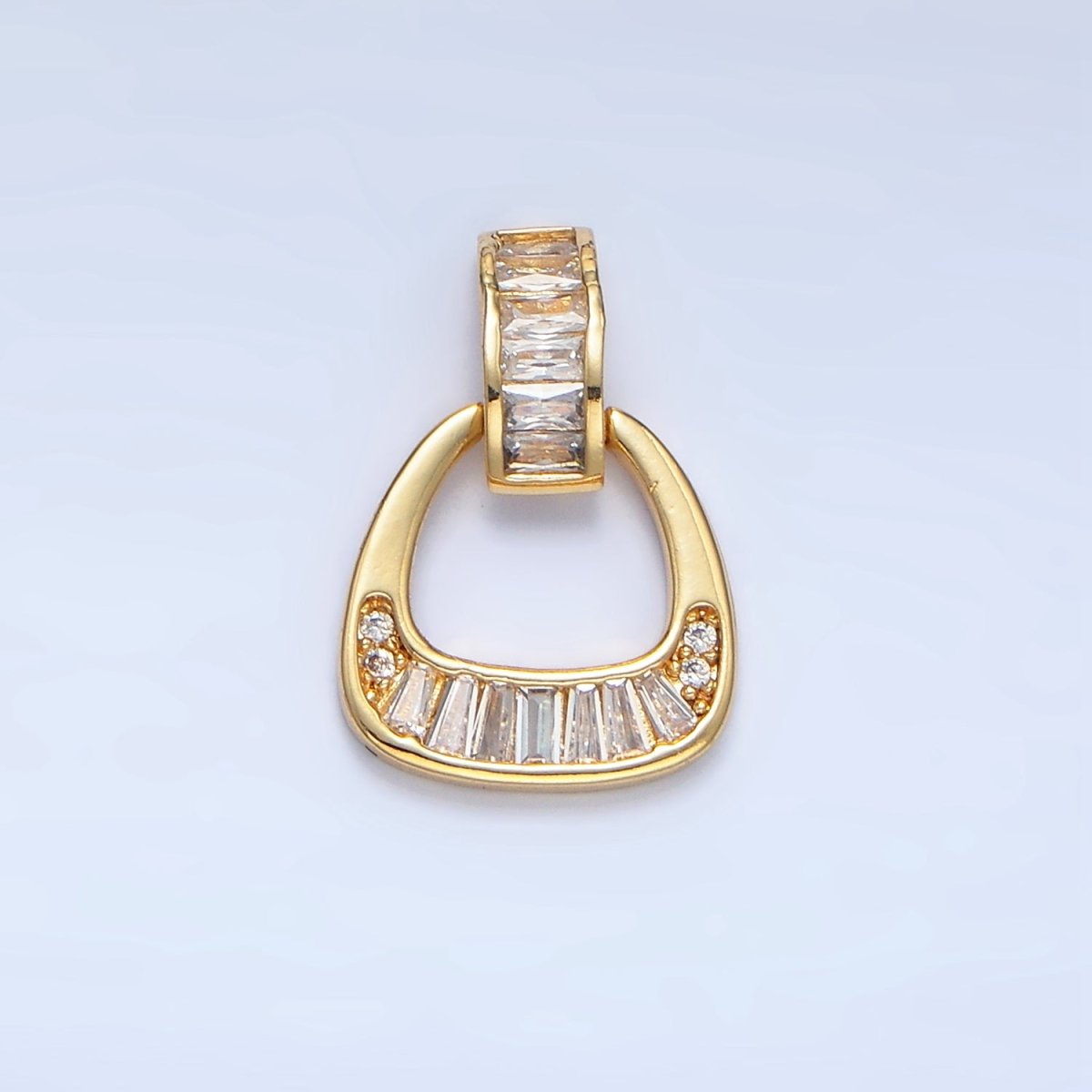 24K Gold Filled Clear CZ Baguette Geometric Bail Pendant | AA1008 - DLUXCA