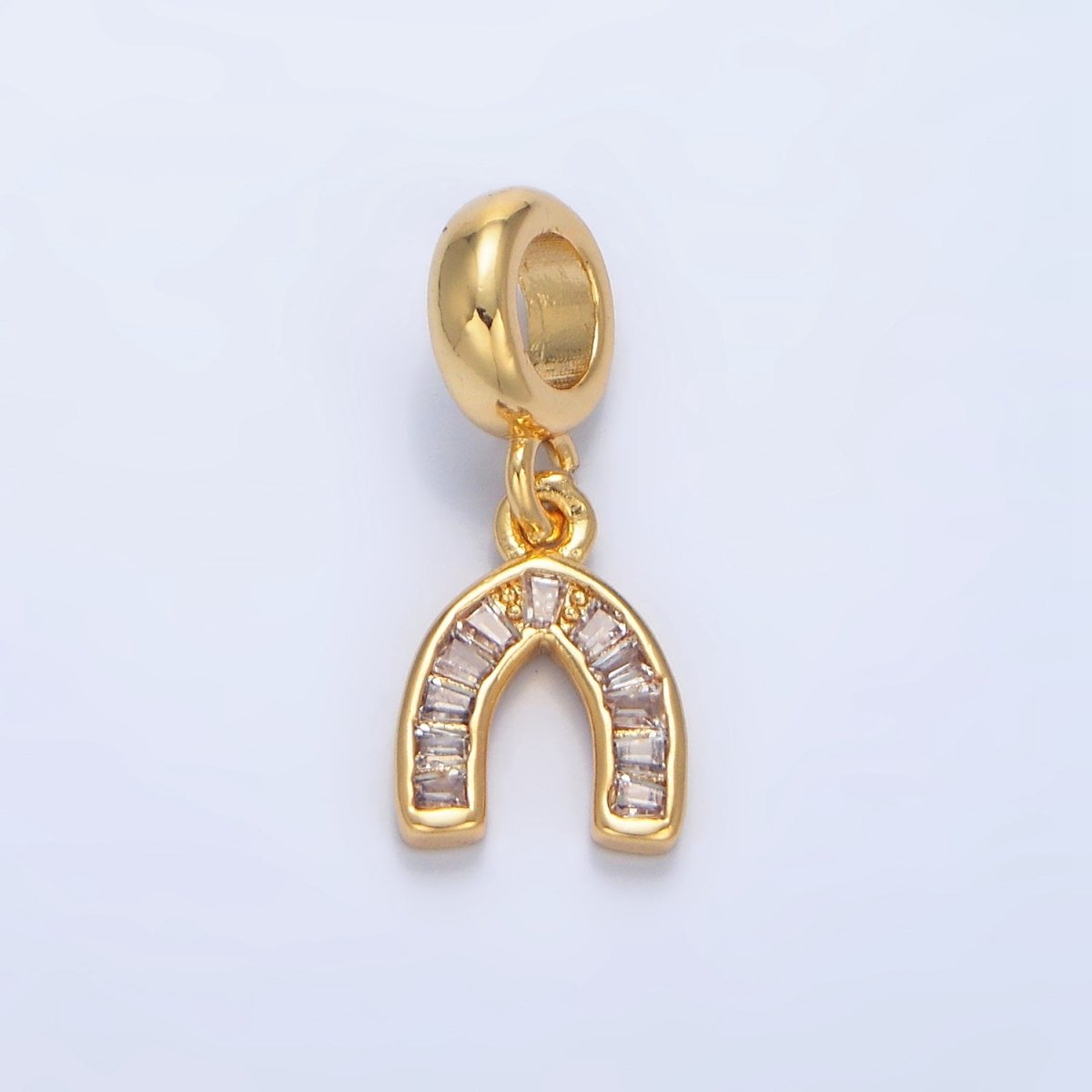 24K Gold Filled Clear CZ Baguette Horseshoe Rhondelle Bail Pendant | X913 - DLUXCA