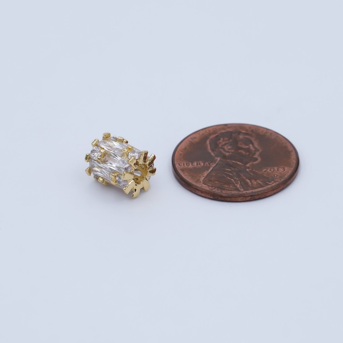 24K Gold Filled Clear CZ Baguette Wide Bead | B337 - DLUXCA