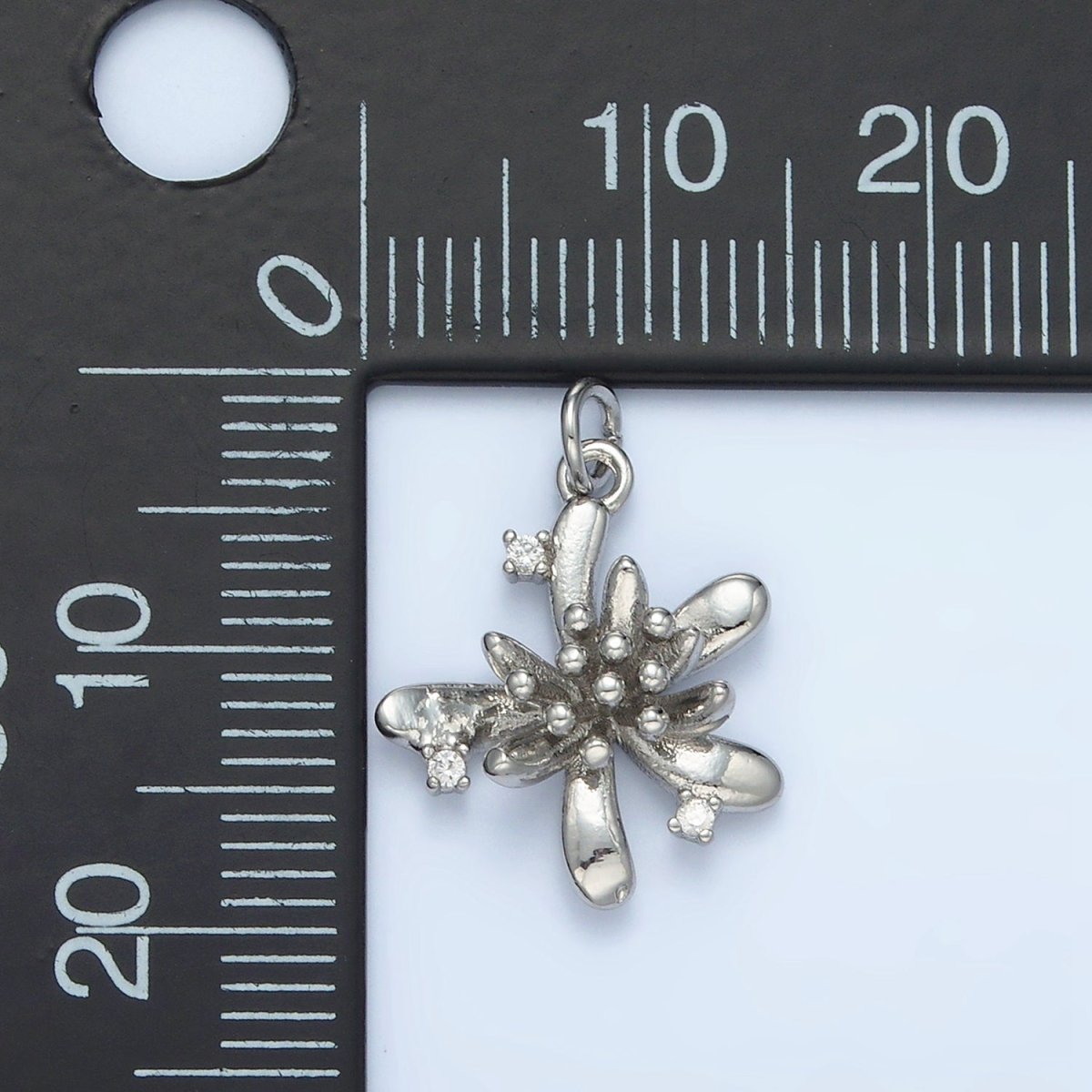 24K Gold Filled Clear CZ Bud Flower Nature Charm in Gold & Silver | E613 - DLUXCA