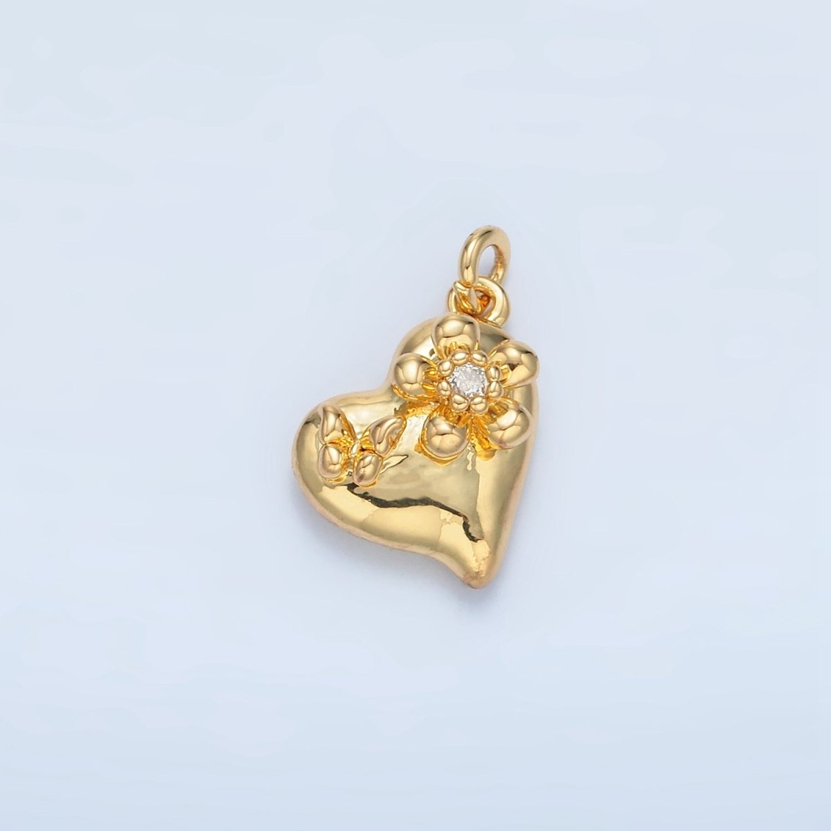 24K Gold Filled Clear CZ Butterfly Heart Charm in Gold & Silver | E395 - DLUXCA