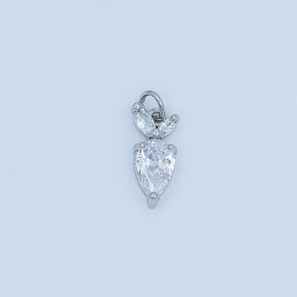 24K Gold Filled Clear CZ Carrot Floral Charm in Gold & Silver | C864 - DLUXCA