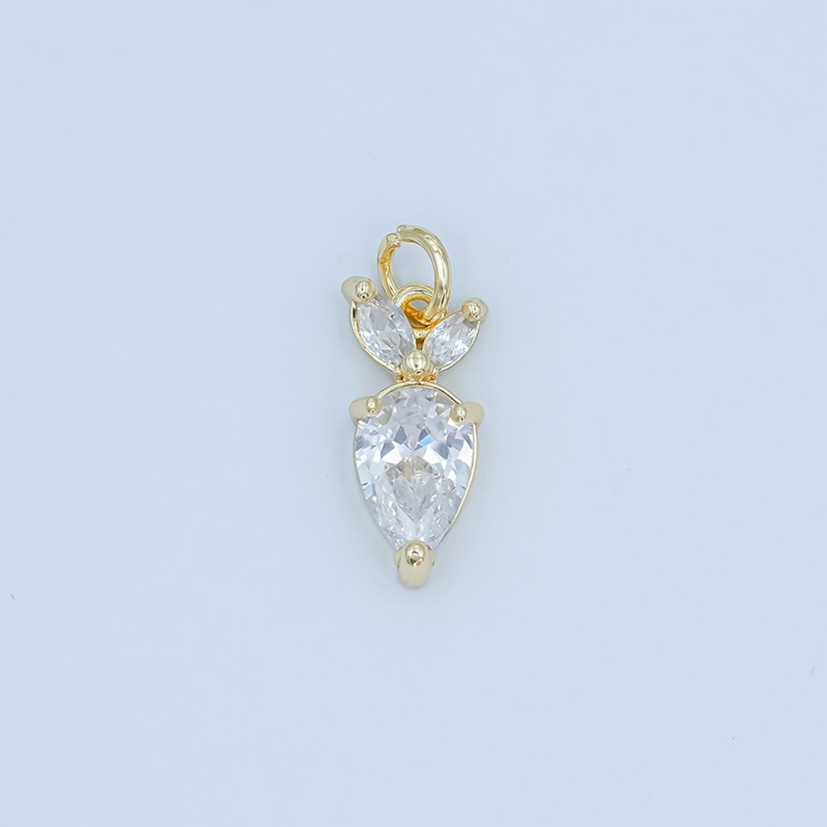 24K Gold Filled Clear CZ Carrot Floral Charm in Gold & Silver | C864 - DLUXCA