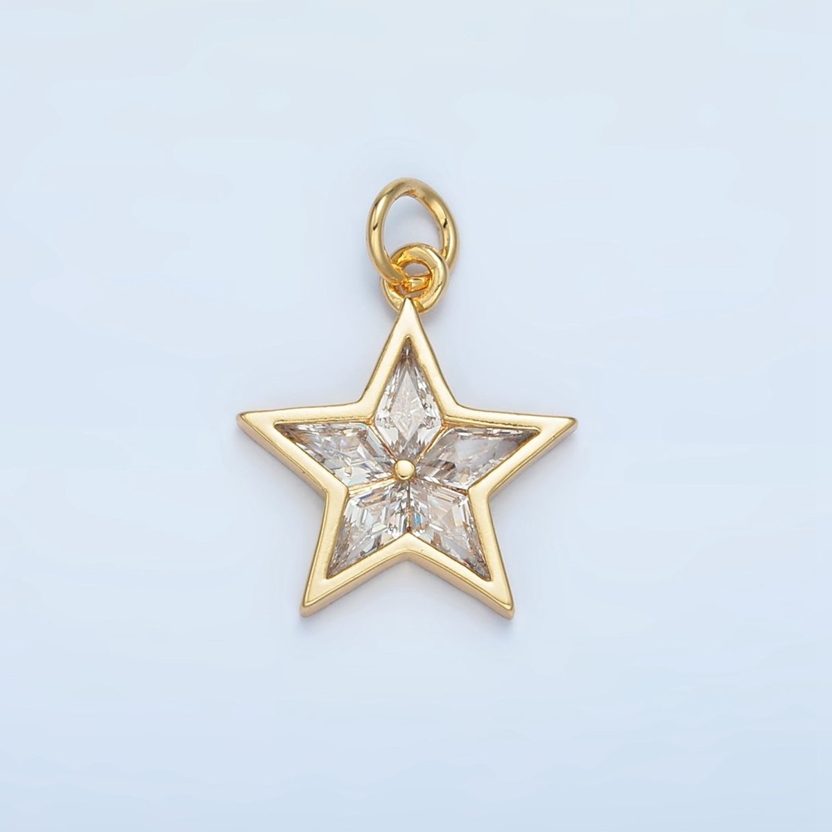 24K Gold Filled Clear CZ Celestial Star Mini Charm | N1480 - DLUXCA