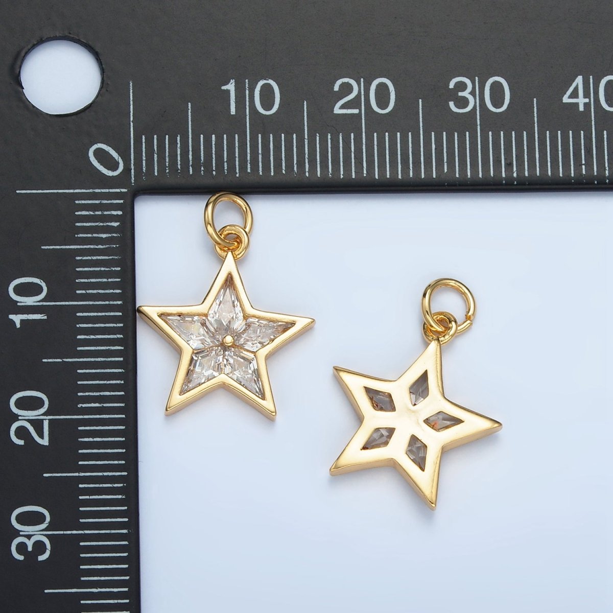 24K Gold Filled Clear CZ Celestial Star Mini Charm | N1480 - DLUXCA