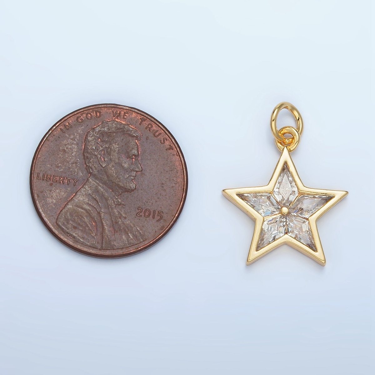 24K Gold Filled Clear CZ Celestial Star Mini Charm | N1480 - DLUXCA